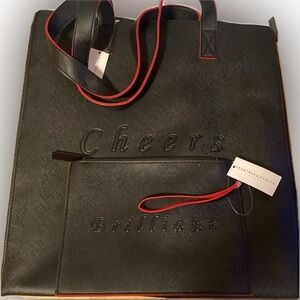 Crabtree & Evelyn Set of 🖤Black🖤”CHEERS” 👜Tote & “BRILLIANT” Wristlet/NWT